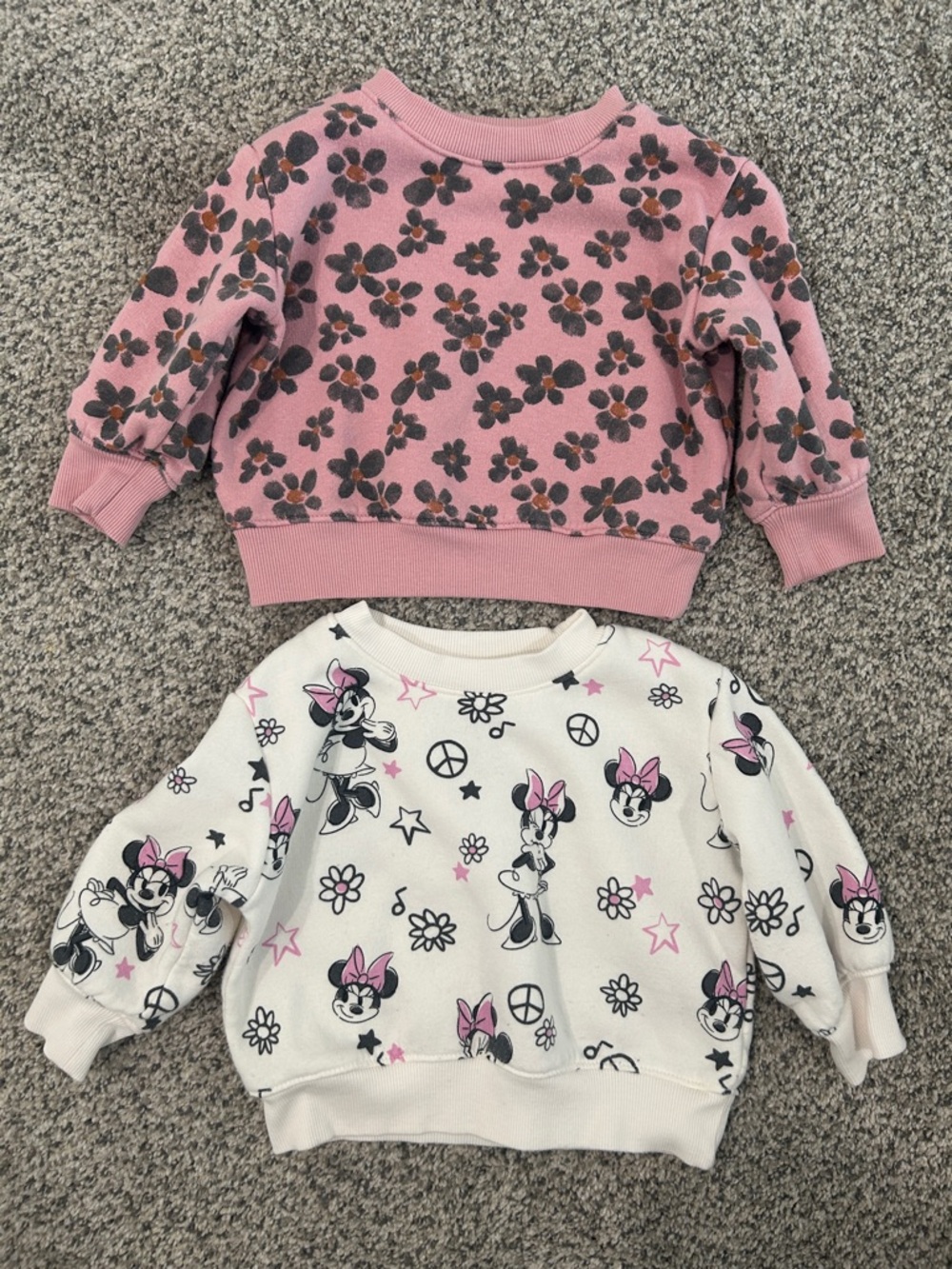 Kids Floral Pink & Minnie Mouse Crewneck Sweatshirts